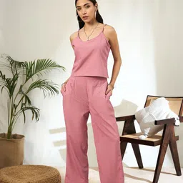 Bandia Self Design Notched Lapel Collar Blazer With Top & Trouser image 2