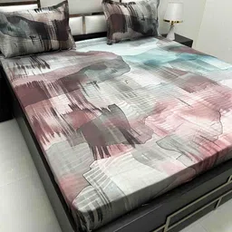 Pure Decor Majestic Purple Printed 400 TC Pure Cotton King Bedsheet Set 2.72 m x 2.77 m-2