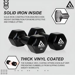 ADRENEX Set Of 2 Fixed Weight Dumbbell-5Kg Each image 3