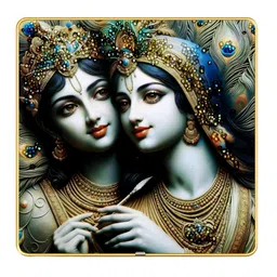 ZULU Green & Blue Printed Radha Krishna Wall Art-image-52