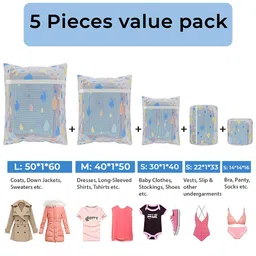 Kuber Industries White & Blue 24 Pieces Drop Printed Reusable Laundry Bags With Zipper image 5