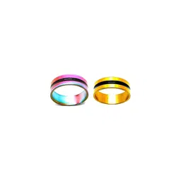 Dynamic Retail Global Set of 2 Rings for Men & Women, Multicolor-Yellow Alloy Ring ()-16
