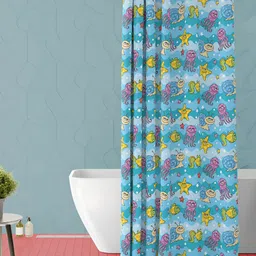 ArtzFolio Blue-Yellow & Pink Printed Waterproof Shower Curtain-13