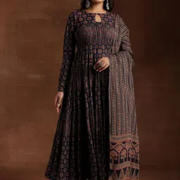 Libas Ethnic Motifs Printed Keyhole Neck Cotton Anarkali Kurta with Churidar & Dupatta-image-92