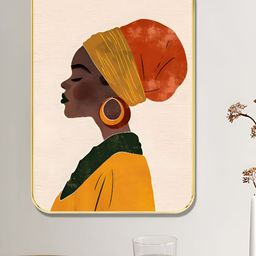 Livin'luxe Beige & Yellow African Woman Printed Wall Art-picture-12