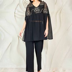 Shally Bhasin by Athena Embroidered Batwing Top With Trousers Co-Ords-image-60