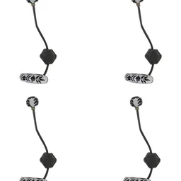 IndianShelf White & Black 4 Pieces Floral Printed Iron Wall Hook-image-61