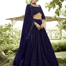 Warthy Ent Embroidered Sequinned Semi-Stitched Lehenga & Unstitched Blouse With Dupatta image 4