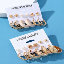 GOLDIWALA Set Of 12 Gold-Plated Pearls Beaded Circular Half Hoop Earrings-18