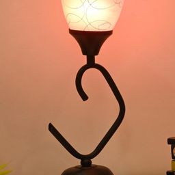SOMIL Pink & Black Printed Glass Bell Shaped Table Lamp-image-8