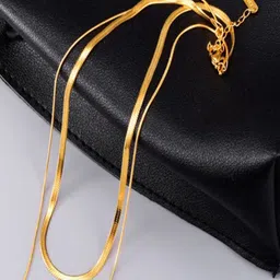 TEULRIP Stainless Steel Gold-Plated Bilayer Snake Layered Chain-image-44