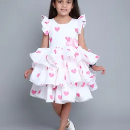 Pink Chick Print Flutter Sleeve Fit & Flare Dress-image-37