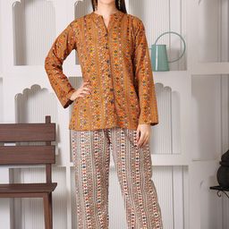 DARVI Printed Collor Neck Shirt With Trousers Co-Ords-image-66