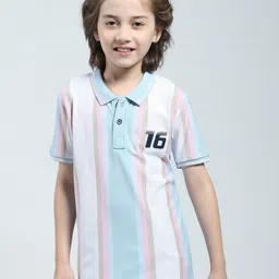 Monte Carlo Boys Striped Polo Collar T-shirt-image-90