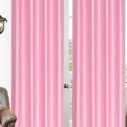 213 cm (7 ft) Polyester Semi Transparent Door Curtain (Pack Of 2) (Solid, BabyPink)-image-60