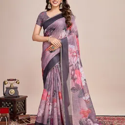 LeeliPeeri Designer Floral Linen Blend Saree-37