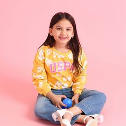 U.S. Polo Assn. Kids Girls Printed Pure Cotton Sweatshirt-picture-35