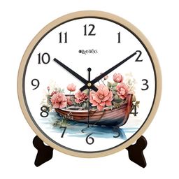 OLIVE TREE Peach-Coloured & White Printed Contemporary Table Clock-47