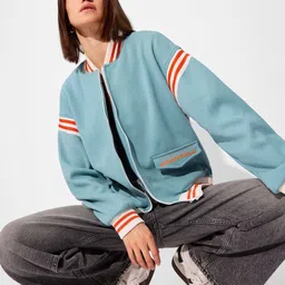 The Souled Store Women Stand Collar Solid Casual Varsity Jacket-image-50