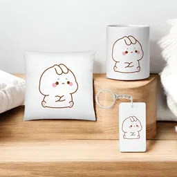 Anikmart 3 Pcs White & Brown Printed Home Gift Set-13
