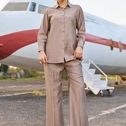 CORSICA Self Design Shirt & Trousers Co-Ord Set-image-85
