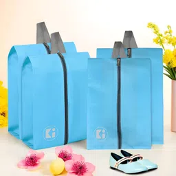Aura Blue & Grey 4 Pieces Reusable Shoes Organisers-16