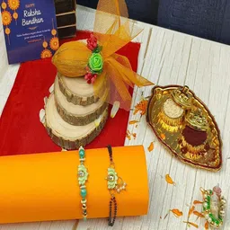 Craftlayout 5Pcs Lotus Pair Bhaiya Bhabhi Rakhi Gift Set-50