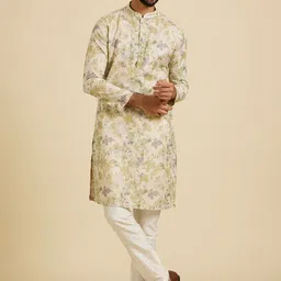 Manyavar Men Floral Printed Thread Work Kurta-picture-55