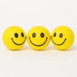 Smiley Face Stress Relief Ball – Soft Foam – Pack of 3 (Yellow) - 60 mm-44