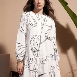 Vara By Vishudh Poplin Printed Short Tiered Dress-picture-12