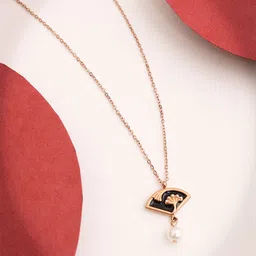 Anouk Rose Gold-Plated Pearls Beaded Trendy Designer Pendant With Chain-image-29
