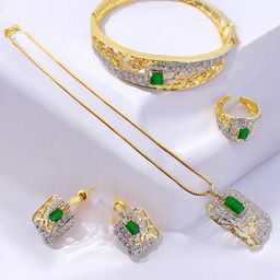 LUCKY JEWELLERY Gold-Plated American Diamond Stone-Studded Jewellery Set-39
