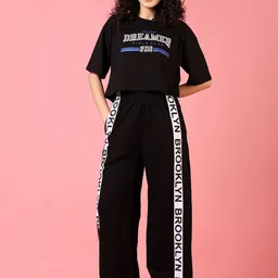LIMEROAD Printed Round Neck T-Shirt With Trouser Co-Ords-46