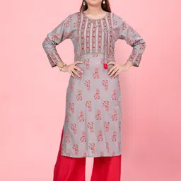 BAESD Girls Floral Printed Round Neck Pure Cotton Angarakha Kurta with Palazzoz-picture-28