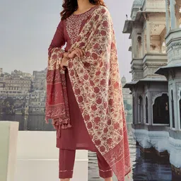 LeeliPeeri Designer Embroidered Round Neck Kurta With Trousers & Dupatta image 4