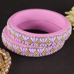 ZULKA Set Of 2 Lac Stone Studded Kada Bangles-26