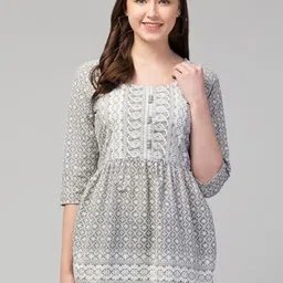 AFFLEON Paisley Embroidered Chikankari Pure Cotton Chikankari Anarkali Kurti-image-31