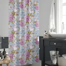 ArtzFolio Blue & White Floral Printed Waterproof Shower Curtain-image-75