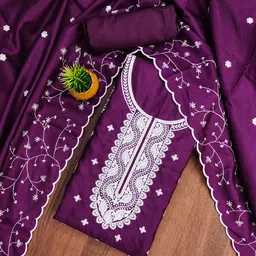 MANVAA Floral Embroidered Sequinned Unstitched Dress Material-36