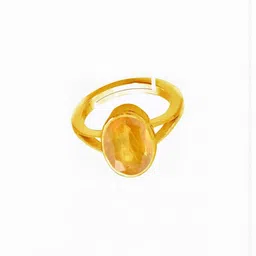 Sidharth Gems Gold Plated 7.25 Ratti 6.25 KT Yellow Sapphire Ring-81