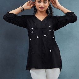 CORSICA Women Floral Embroidered V-Neck Casual Top-picture-36