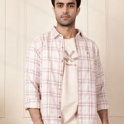 WROGN Men Comfort Fit Spread Collar Checked Cotton Casual Shirt-image-68