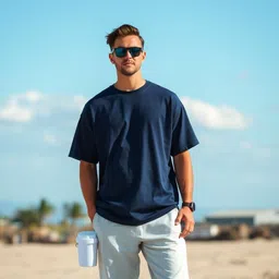 urgear Men Solid Round Neck Cotton Blend Navy Blue T-Shirt-picture-33