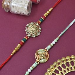 MEIRA JEWELLERY Set Of 2 Rakhi With Roli Chawal & Card-image-13