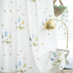 Tranquebar Home Blue & White Set of 2 Floral Door Curtain-picture-34