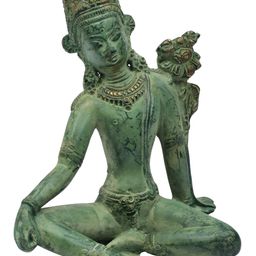 Exotic India Green Lord Indra Brass Idol Showpiece-image-94