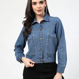 COSMIC TRIO Women Lightweight Denim Jacket-image-92