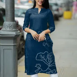 BINDUDI Bandhani Printed Mandarin Collar Kurta-11