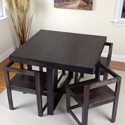 Ikiriya Set Of 5 Black Wood Dining Chair-picture-9