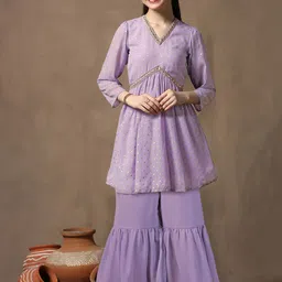 BAESD Girls Printed Empire Kurta with Sharara-image-39